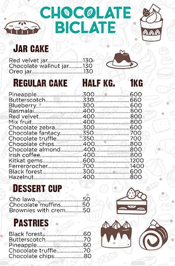 Chocolate Biclate menu 