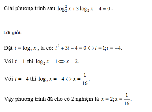 Ví dụ giải pt logarit bằng cách đặt ẩn phụ