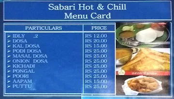 Sabari Hot & Chill menu 