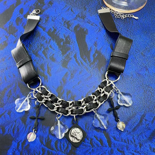 Title 5, Hot Girl Cross Pendant Leather Woven Chain Bow ...