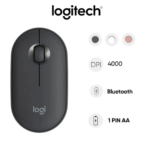 Chuột không dây bluetooth Logitech Pebble M350S (Đen)