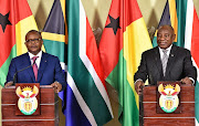 President Cyril Ramaphosa and President Umaro Sissoco Embaló of Guinea-Bissau brief the media on the outcome of their official talks at the Union Buildings on Thursday.
