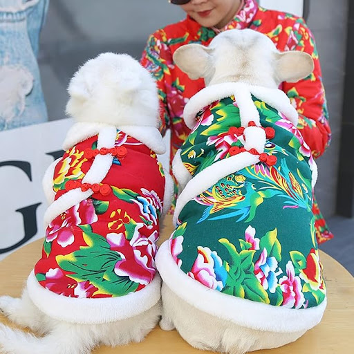 Title 1, Winter New Year puppy clothes, big flower jacke...