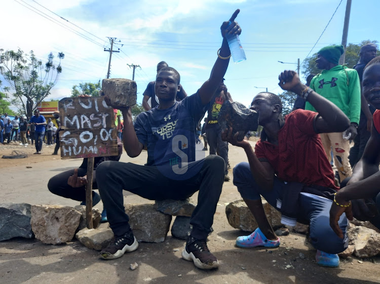 Protestors in Kisumu decrying the high cost of living on March 30,2023.