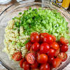 Thumbnail For Cooked Pasta, Chopped Green Onions, Diced Celery, And Halved Cherry Tomatoes In A Bowl.
