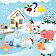 Well-fed farm. Winter. icon