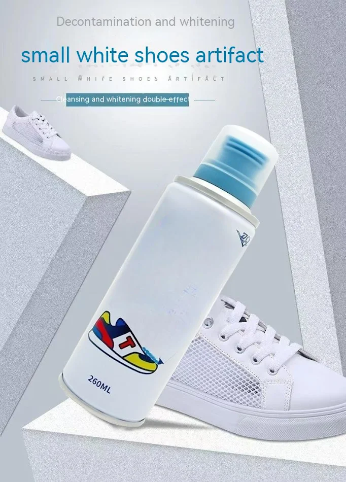 Agente de Limpeza de Sapatos Brancos Sem Lavar, Descontaminação e Clareamento, Tênis Amarelados Brancos de Novo, Limpeza Fácil.