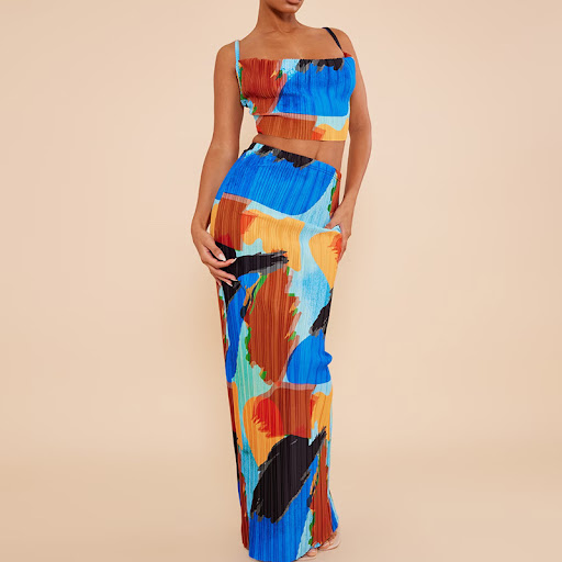 Title 5, Womens Printed Pleated Two-piece Suspender Dre...