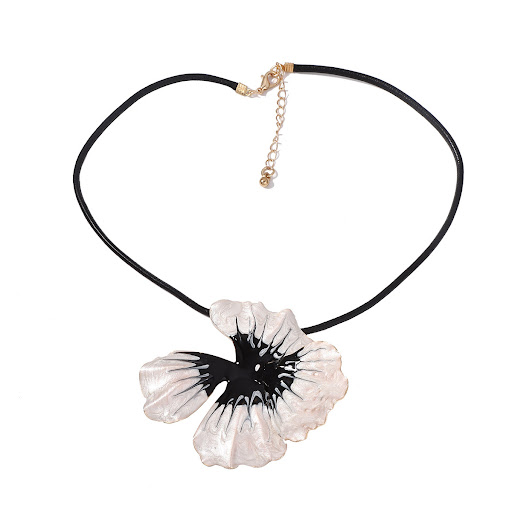 Title 3, Vintage Dripping Enamel Large Flower Necklace S...