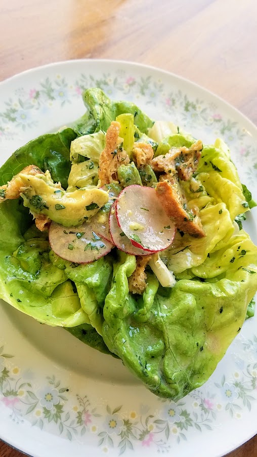 Brunch at St. Jack's: A side of butter lettuce salad with avocado, radish, and dijon vinaigrette is a nice counterpoint to a lot of the rich dishes.