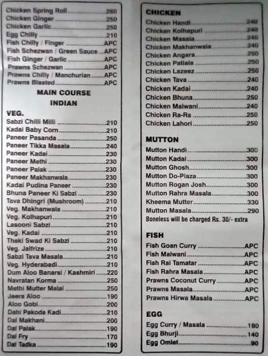 Heritage menu 