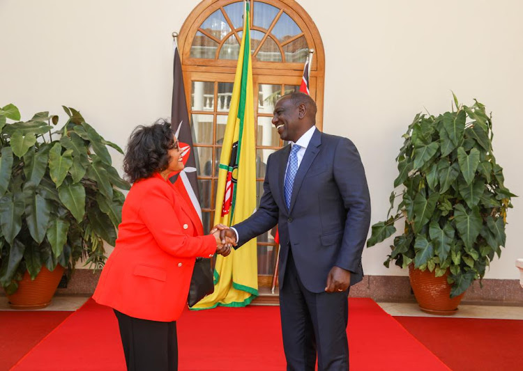 Africa Union Development Agency CEO Nardos Thomas with President William Ruto on January 19,2023