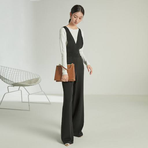 Title 4, Black High Waist Casual Suspender Trousers New ...