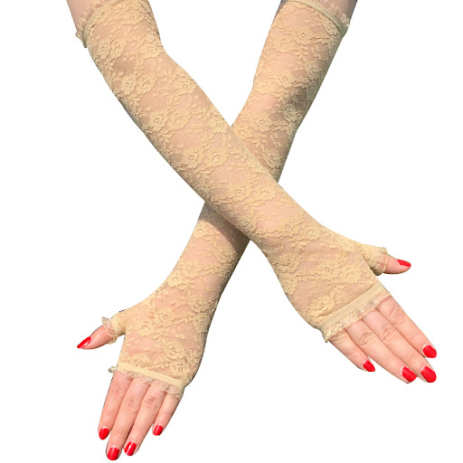 Title 2, Guantes largos de encaje sin dedos para mujer P...