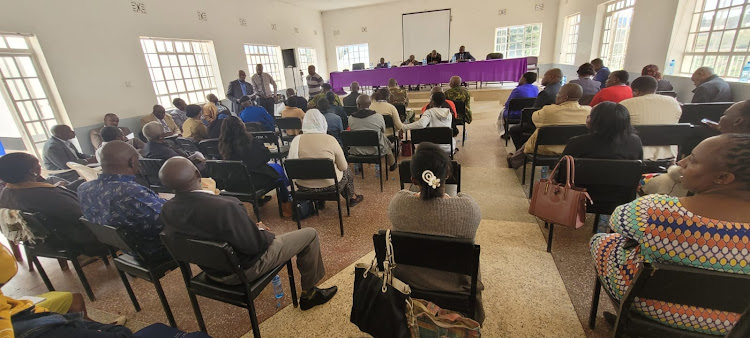 Stakeholders during Parliamentary Committee on Education consultative meeting in Machakos County on Wednesday, March 22, 2023.