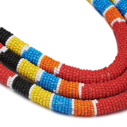 Title 4, African Pattern Colorful Rice Bead Necklace. Ha...