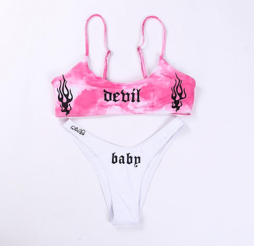 Title 6, Offset Funny Bikini Multicolor Tie Dye Swimsuit...