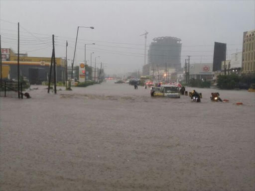 A city flooded