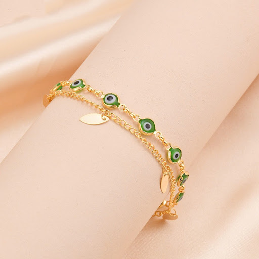 Title 3, 14K Gold Titanium Steel Oval Piece Twin Bracele...