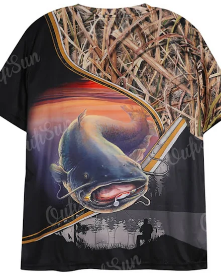 Summer Carp Fishing Print T-shirts For Men Outdoor Catfis... - 2