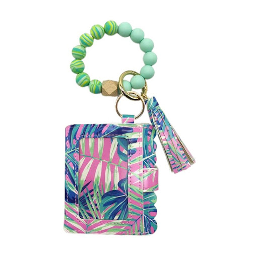 Title 1, Leopard Print Silicone Beads Bracelet Key Chain...