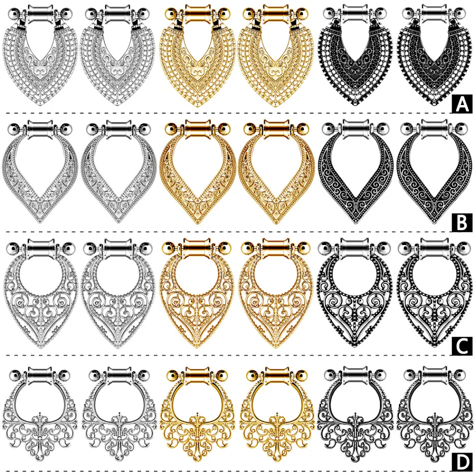 Orecchini Retro Corno con Motivo in Acciaio Inox Nuovo, Ornamento Auricolare, Design Elegante, Stile Vintage, Perfetti per un Look Unico.