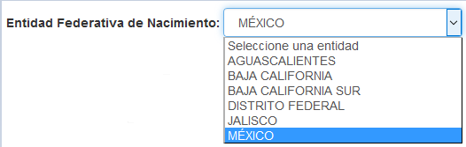 comobox de entidad federativa