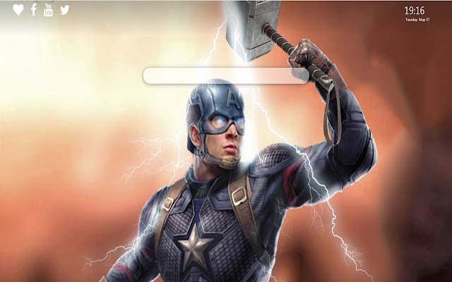 Captain America Thors Hammer New Tab Theme