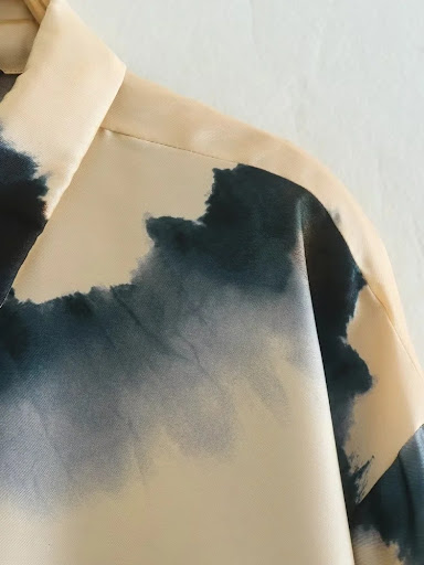 Title 9, New Loose Slimming Tie-dyed Satin Textured Shir...