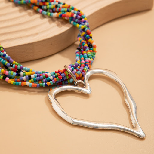 Title 20, Exaggerated Bead Multi-layer Heart-shaped Penda...