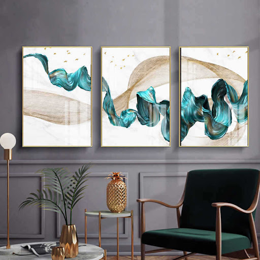 Title 5, Modern Fashion Golden Abstract Smoke Line Tript...