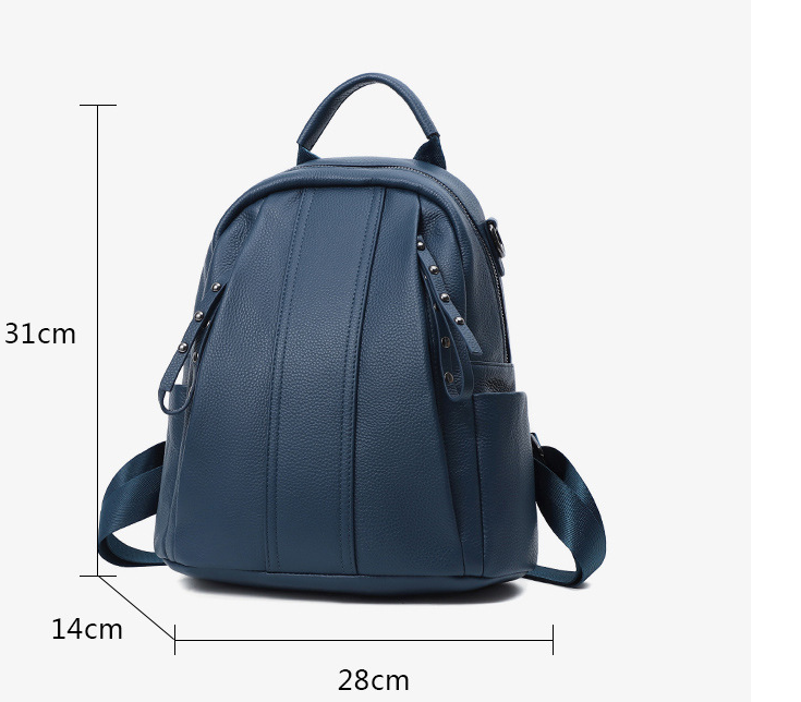 Sac à dos multifonctionnel femme en cuir de vache, grande capacité, sac à bandoulière, parfait pour le quotidien et les voyages.