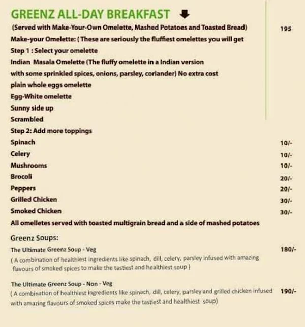 Greenz menu 