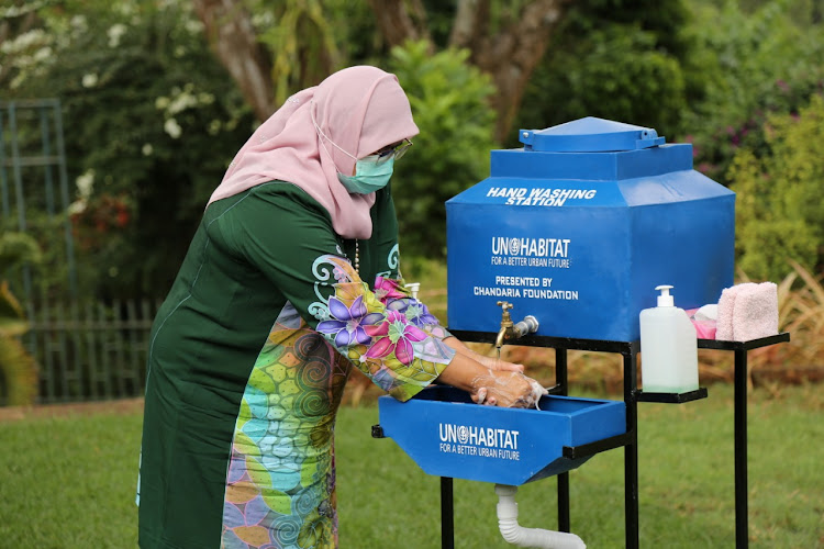 One of the hand washing facilities donated to Kibera to help in the fight against Covid-19