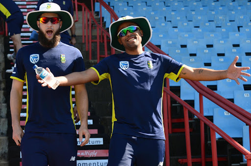 Wayne Parnell and Dane Piedt of the Proteas during the South African national cricket team practice session and press conference at SuperSport Park on August 26, 2016 in Pretoria, South Africa. (Photo by Lee Warren/Gallo Images)