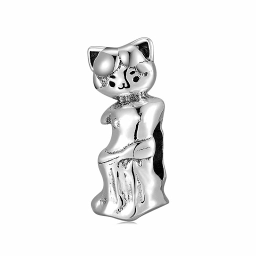 Title 6, S925 Sterling Silver Beads Cat Sculpture Series...