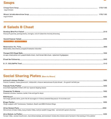 Versova Social menu 