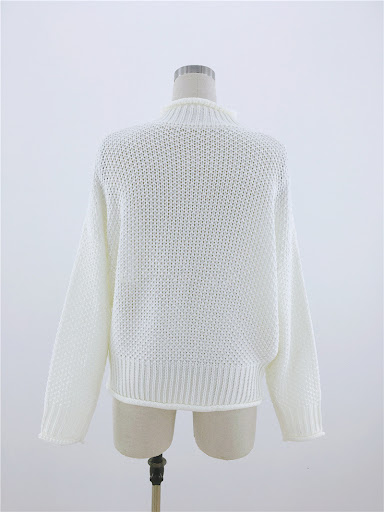 Title 8, Loose Solid Color Temperament High Neck Knitted...