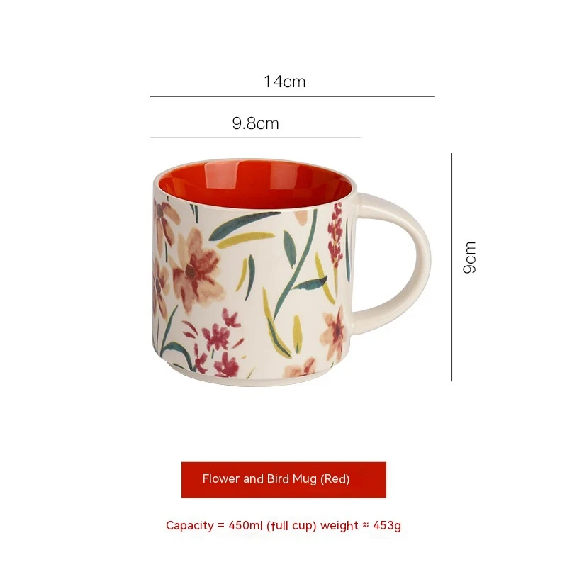 Caneca de cerâmica Flower Glaze, grande capacidade para uso doméstico, ideal para café da manhã. Beba com estilo e aproveite cada gole.