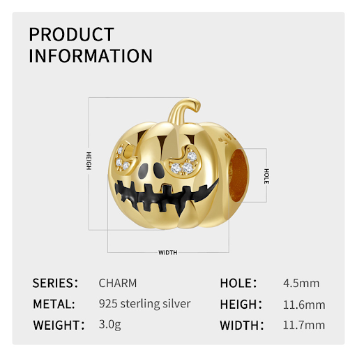 Title 3, Pumpkin Skull Beads Halloween Series 925 Sterli...
