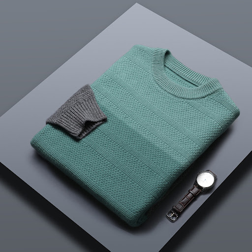 Title 4, Mens Round Neck Color-blocking Padded Sweater....