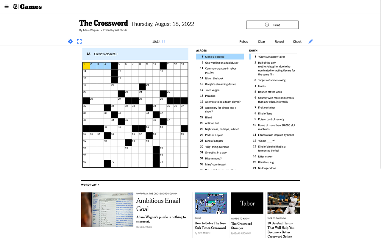 NYT Crossword Fullscreen Preview image 0
