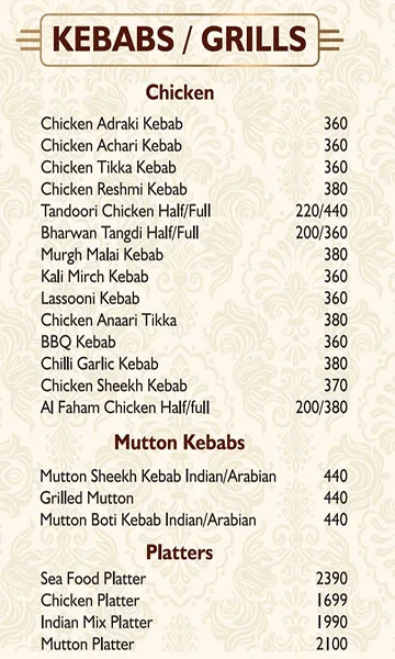 Zafars Mandi & Grill menu 