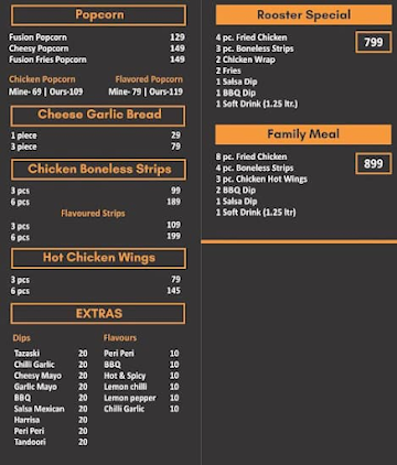 Rooster menu 