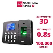 Máy Chấm Công Quét Vân Tay Hàng Chính Hãng Deli - Mẫu Mới Tiếng Việt Màn Hình 2.4 Inch, Cổng Kết Nối Usb, Bảo Hành Chính Hãng - E3960