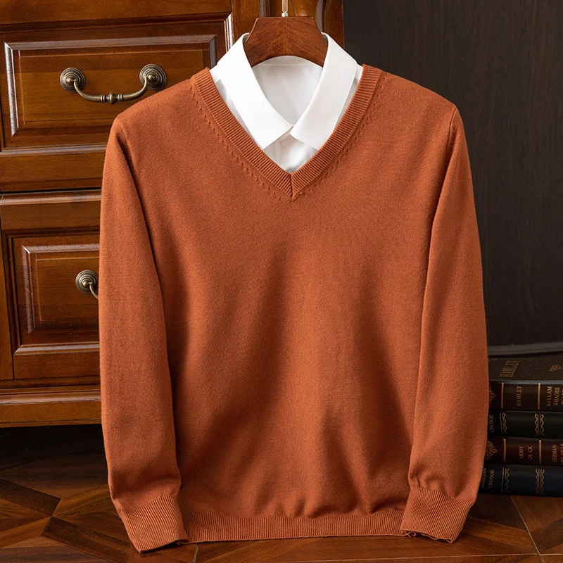 Suéter de hombre con cuello en V nuevo Moda elegante para hombre Perfecto para usar en cualquier ocasión. Ofrece comodidad y estilo.
