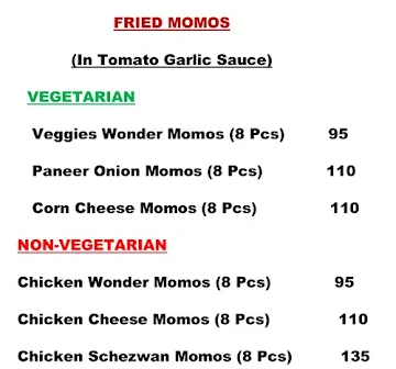 Wonder Momo's menu 