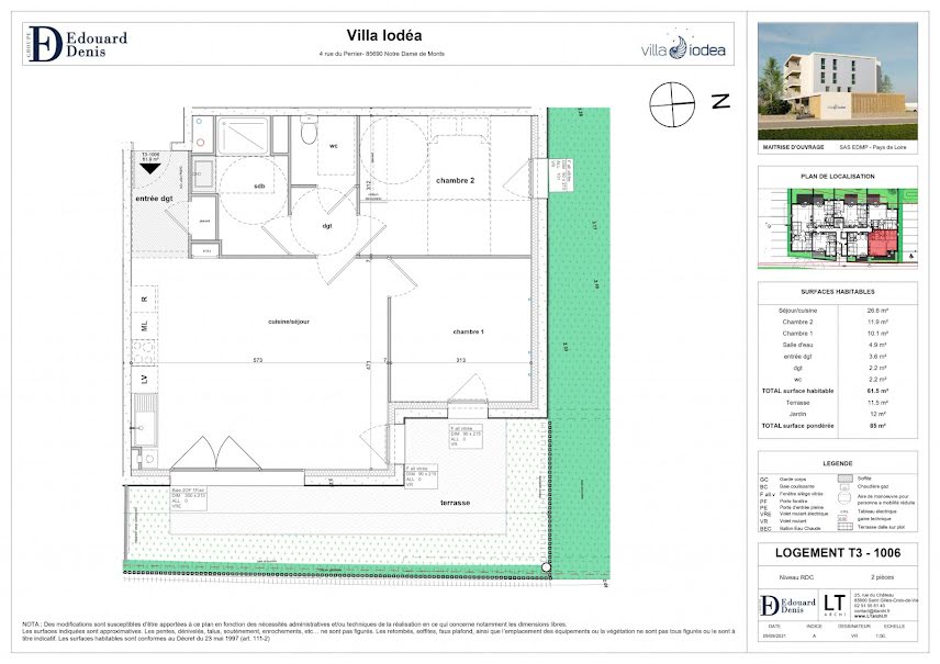 Vente appartement 3 pièces 62 m² à Notre-Dame-de-Monts (85690), 229 700 €