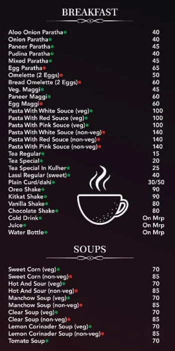 Food On Call menu 