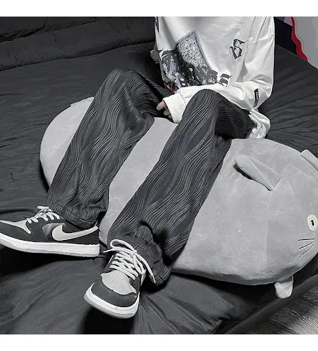 Title 11, Mens Loose Drape Ice Silk Wide Leg Casual Pant...